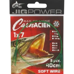 Powerline Bas De Ligne Jig Power 1X7 Double Loops - Par 3 * Fils - Tresses - Bdl Carnassier
