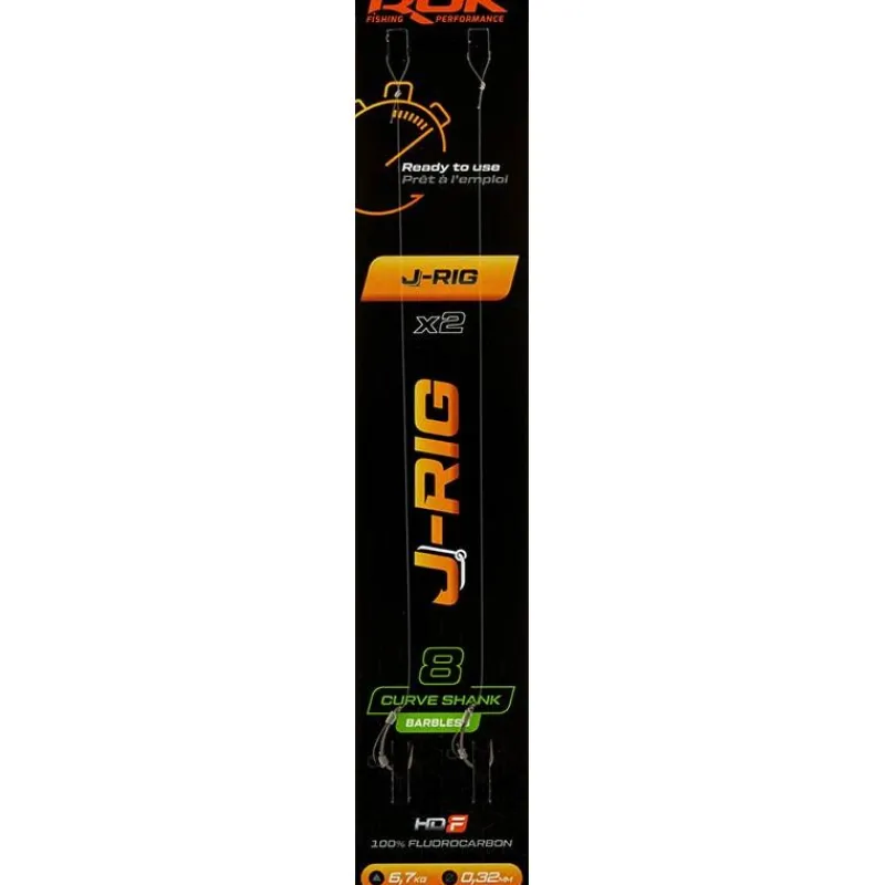 Rok Fishing Bas De Ligne J-Rig Curve Shank Barbless - Par 2 * Montages Carpe