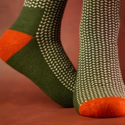 One More Cast Chaussettes Homme Spotted Eel Bamboo - Kaki * Sous-Vêtements & Chaussettes