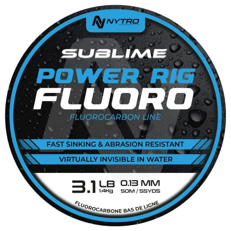 Nytro Fluorocarbone Sublime Power Rig Fluoro - Crystal - 50M * Fils - Tresses Coup & Anglaise