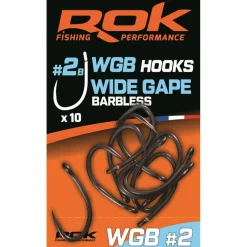 Rok Fishing Hamecon Simple Barbless Wide Gape - Par 10 * Montages Carpe