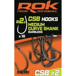 Rok Fishing Hamecon Simple Barbless Medium Curve Shank - Par 10 * Montages Carpe