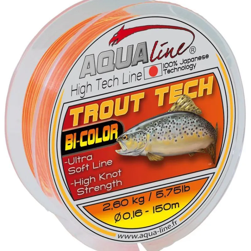 Aqualine Nylon Trout Tech Jaune Orange * Fils Truite