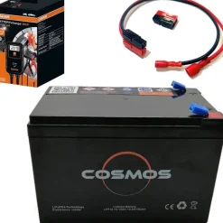 Cosmos Pack Batterie Lithium 12V 15Amp + Chargeur Osram 12V4amp + Faisceaux De Connexion Rapide * Batteries & Chargeurs