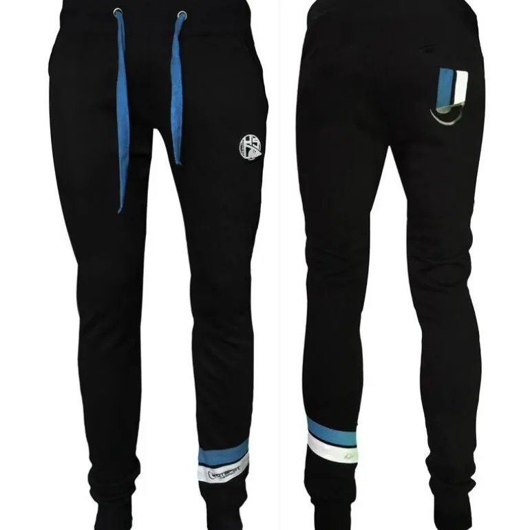 Pantalon Homme Hot Spot Design Hsd With Piquet Stripes Blue - Noir