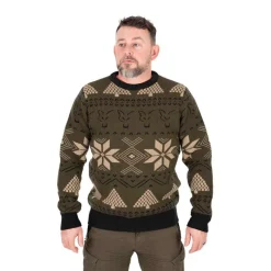 Fox Pull Homme Festive Jumper - Kaki * Sweats & Polaires