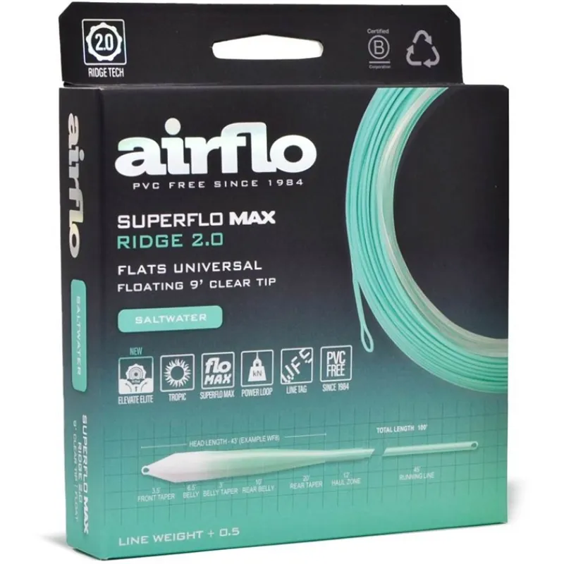 Airflo Soie Mouche Superflo Max Ridge 2. Flats Universal Clear Tip Fly Line * Soies Mouche - Backing