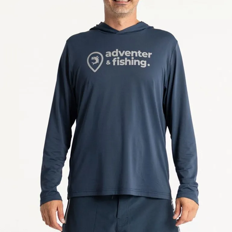 Sweat Homme Adventer & Fishing Golon Anti Uv À Capuche - Marine