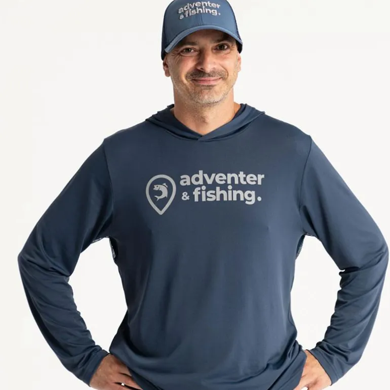 Sweat Homme Adventer & Fishing Golon Anti Uv À Capuche - Marine