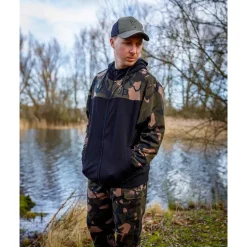 Sweat Homme Fox Lw Black/Camo Split Zip Hoody - Noir/Camo