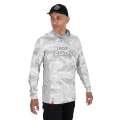 Fox Rage Sweat Homme Uv Hooded Light Camo Top - Gris * Anti-Uv|Sweats & Polaires