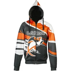 Sweat Zippé Homme Delalande Soft - Noir/Orange