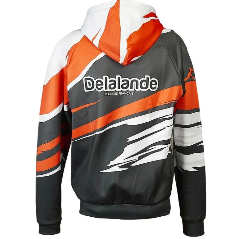 Sweat Zippé Homme Delalande Soft - Noir/Orange