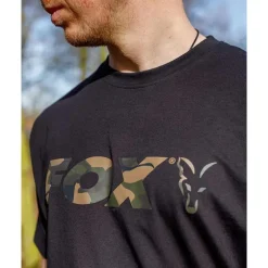 Tee Shirt Manches Courtes Homme Fox Black/Camo Logo T-Shirt - Noir