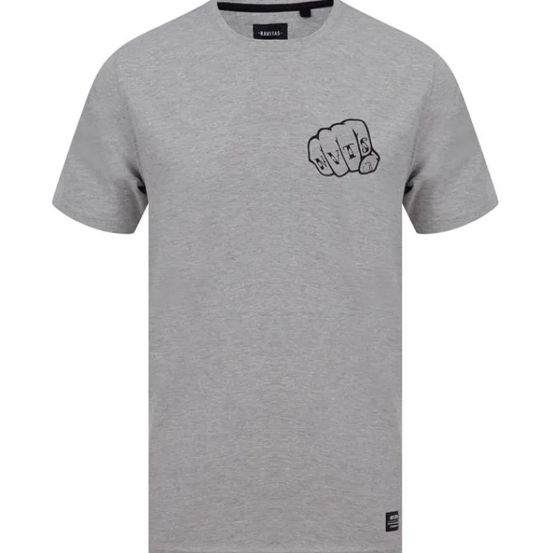Navitas Tee Shirt Manches Courtes Homme Knuckles T-Shirt - Gris * T-Shirts, Polos & Chemises
