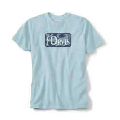 Orvis Tee Shirt Manches Courtes Homme Bent Rod Badge - Bleu Clair * T-Shirts, Polos & Chemises
