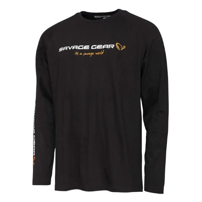Savage Gear Tee hirt anche ongue Hoe ignature ogo ong eeve - Noir * T-Shirts, Polos & Chemises