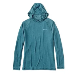 Orvis Tee Shirt Manches Longues Homme Dricast Logo Hoodie - Blue Lagoon * T-Shirts, Polos & Chemises