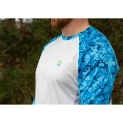 Preston Innovations Tee Shirt Manches Longues Homme Performance Sun Shirt Upf-35 - Blanc/Bleu * T-Shirts, Polos & Chemises