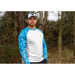 Preston Innovations Tee Shirt Manches Longues Homme Performance Sun Shirt Upf-35 - Blanc/Bleu * T-Shirts, Polos & Chemises