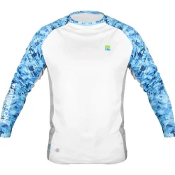 Preston Innovations Tee Shirt Manches Longues Homme Performance Sun Shirt Upf-35 - Blanc/Bleu * T-Shirts, Polos & Chemises