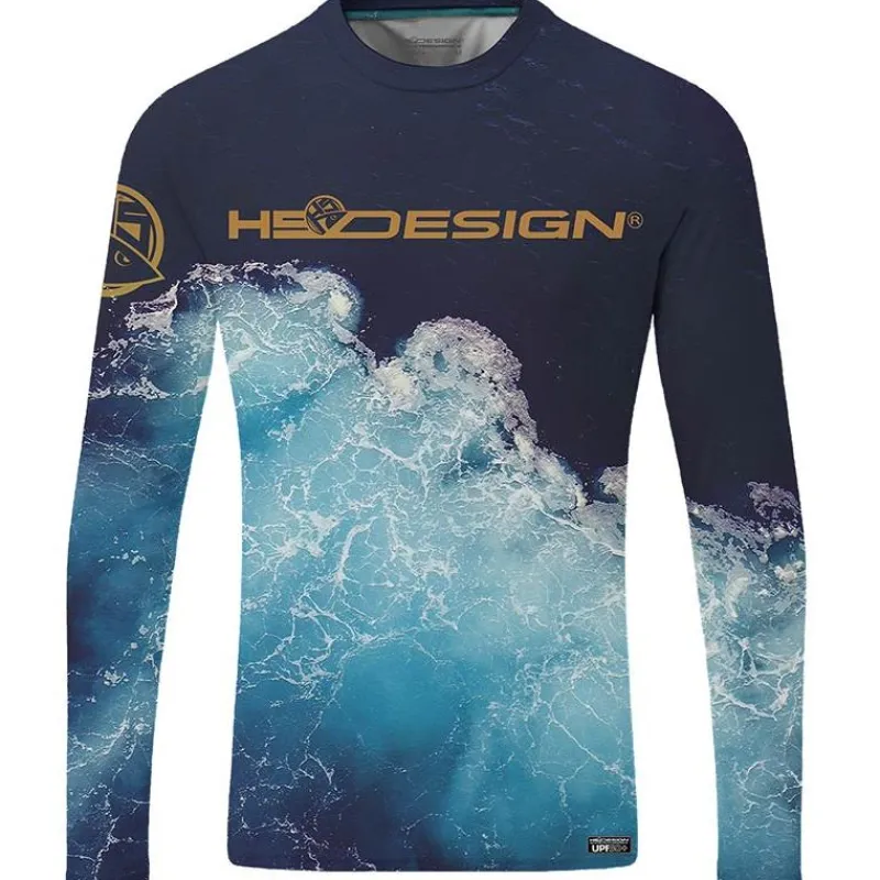Hot Spot Design Tee Shirt Manches Longues Homme Ocean Performance - Bleu * Anti-Uv