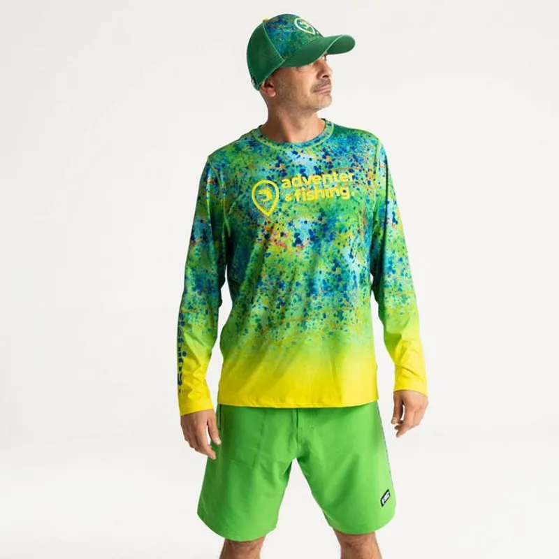 Adventer & Fishing Tee Shirt Manches Longues Homme Bozed Anti Uv - Mahi Mahi * Anti-Uv