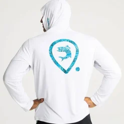 Adventer & Fishing Tee Shirt Manches Longues Homme Golon Anti Uv - Blanc/Bleu * Anti-Uv