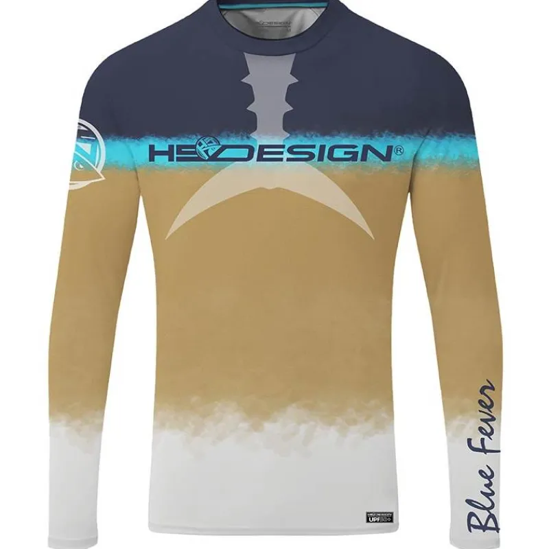 Hot Spot Design Tee Shirt Manches Longues Homme Ocean Performance Tuna - Bleu/Gold * Anti-Uv