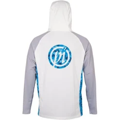 Preston Innovations Tee Shirt Manches Longues Homme Performance Hooded Sun Shirt Upf-40 - Blanc/Gris * Anti-Uv