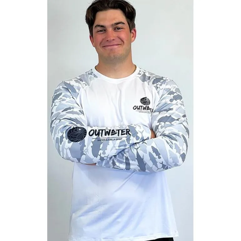 Tee Shirt Manches Longues Outwater Camp One - Blanc Camo