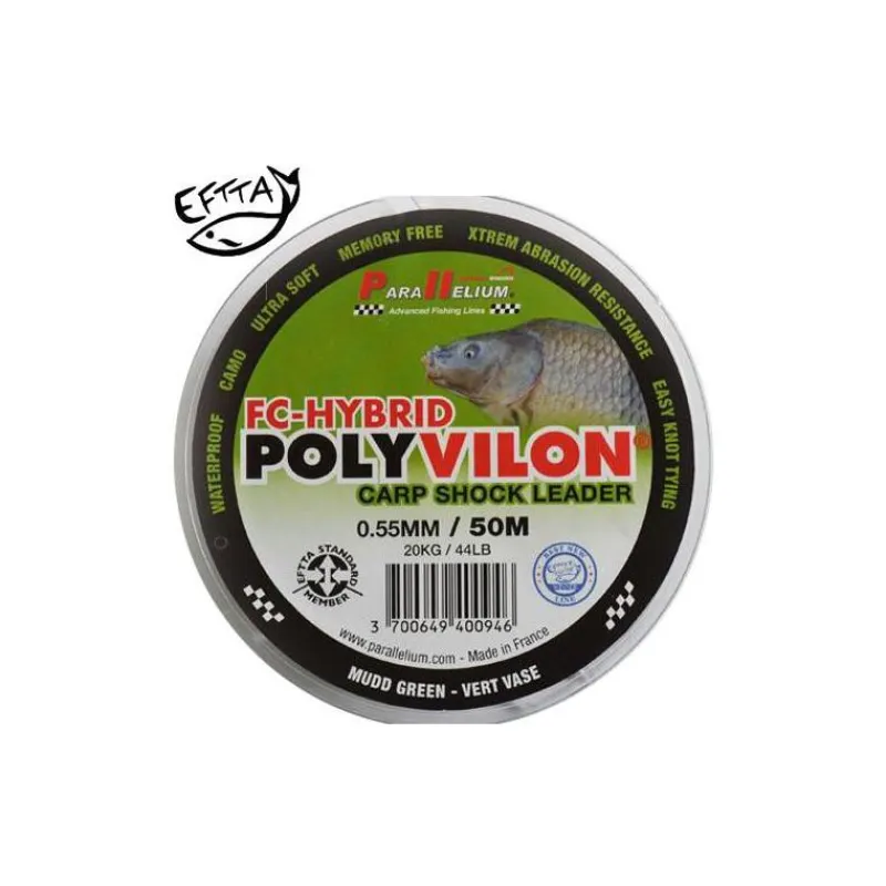 Parallelium Tete De Ligne Carpe Polyvilon Hybrid Carp Shock Leader - 50M * Fils - Tresses Carpe