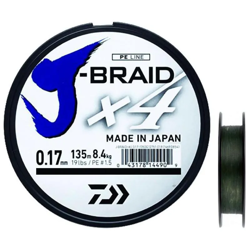 Daiwa Tresse J Braid X4b Vert - 450M * Fils - Tresses Silure|Tresses - Fils - Bdl Mer