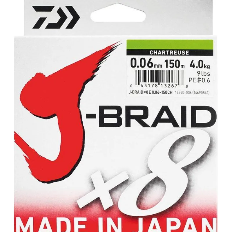 Daiwa Tresse J Braid X 8 Chartreuse - 300M * Fils - Tresses - Bdl Carnassier|Tresses - Fils - Bdl Mer