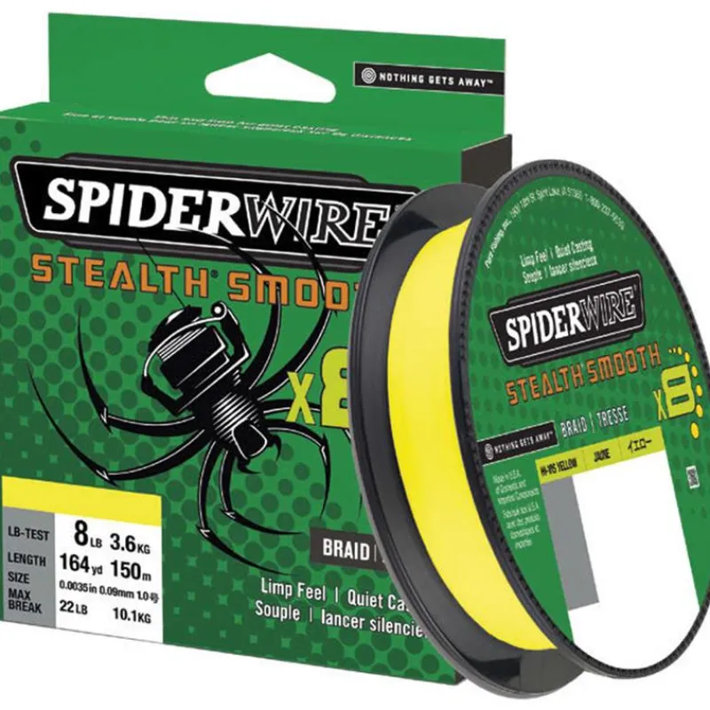 SpiderWire Tresse Stealth Smooth 8 - Jaune - 150M * Fils - Tresses - Bdl Carnassier|Tresses - Fils - Bdl Mer